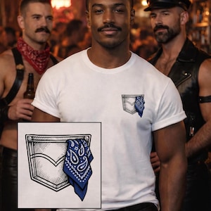 Kurzarm-T-Shirt mit schwulem Reverslogo der Navy Hanky Code