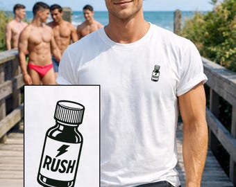 Camiseta de manga corta con solapa y logo gay de Rush Poppers