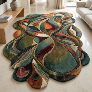 Abstract modern carpet for luxury interior with handcrafted details and rich textures