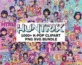 Kpop Clipart, Huntrix PNG SVG Bundle, Huntrix png design, Saja Boys Girls Bands Png, Commercial Use