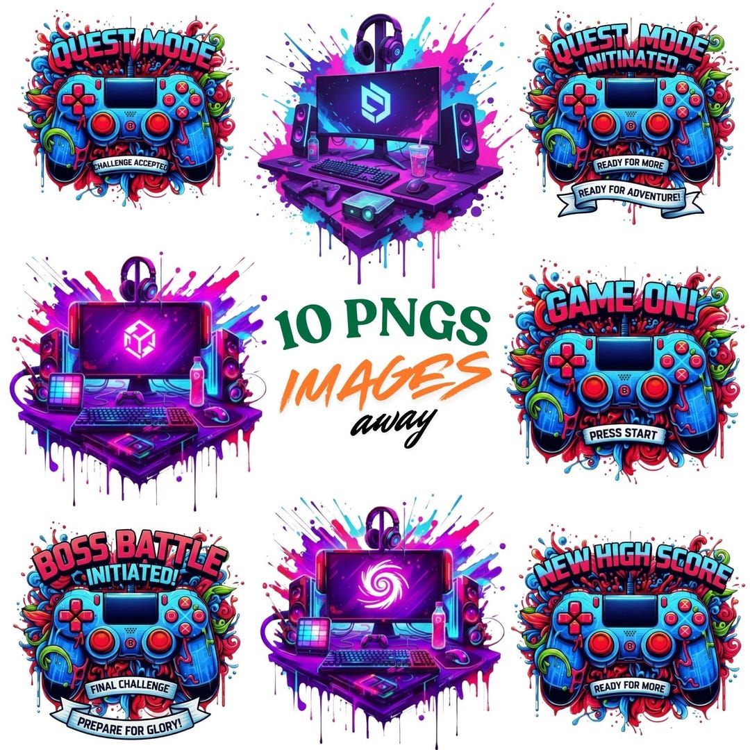 Gamer Clipart PNG Bundle – Game Controller Graphics, Commercial Use - Etsy