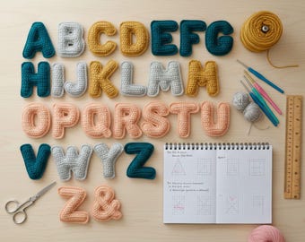 Schema alfabeto all'uncinetto, schema amigurumi Abc / Schema alfabeto fai da te, tutorial per peluche fai da te (file PDF)