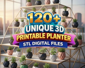 Pacchetto STL con oltre 120 vasi da fiori, vasi da fiori unici stampabili in 3D, vasi e vasi per piante stampati in 3D, perfetti per l'arredamento della casa, download digitale del giardino