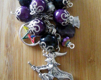Witchy Witch bag charm dangle coloured Pentacle pagan wiccan hedgewitch
