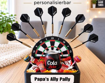 Personalized Darts Gift Box | Snack Box & Dart Holder | Christmas Gift for Men | Dart Player Accessories
