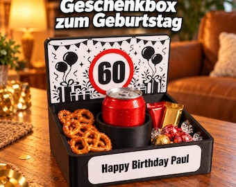 Personalized birthday gift box with desired number and text – 3D-printed snack box for filling