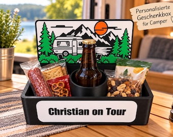 Personalized gift box for campers | Camping snack box with custom name | Motorhome gift