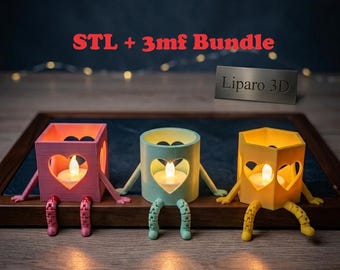 STL 3mf Bundle for 3D printing – Heart, Circle, Hexagon, Movable Legs, Flexi Decoration – Digital download for gifting, e.g., on Mother's Day