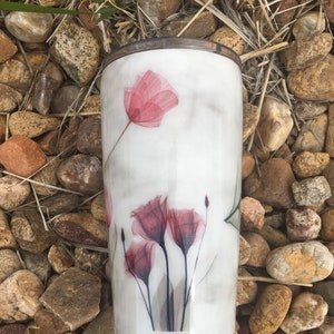 Smoky translucent x-ray flowers, Insulated Cup with straw, Personalized Resin Tumbler, Radiology X-ray Gift