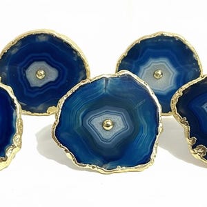 Blue Agate Cabinet Drawer Pull Decorative Wardrobe cupboard door handle with electroplating