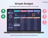 Simple Budget Planner Spreadsheet Google Sheets Excel Dark Mode Budget Tracker Finance Monthly Biweekly Weekly Paycheck Expense Income