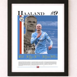 Erling Haaland Digital Poster | Modern Football Wall Art | Manchester City Soccer Printable Artwork