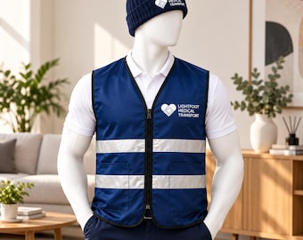 Resident Evil Bryan Inspired Cosplay Vest | Lightfoot Medical Transport Vest | Navy Reflective Halloween Costume for Men Women, NO-BEANIE
