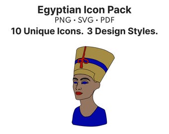 10 ägyptische Kunst Icons, 3 Styles (SVG, PNG, PDF)
