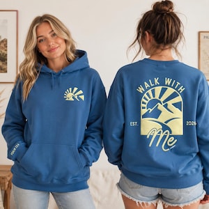 Walk With Me Puff Print Hoodie & Crewneck 2026, Christian, LDS Sweatshirt, Mountain Graphic Hoodie, Faith Based Apparel, Unisex Gift Bild 1