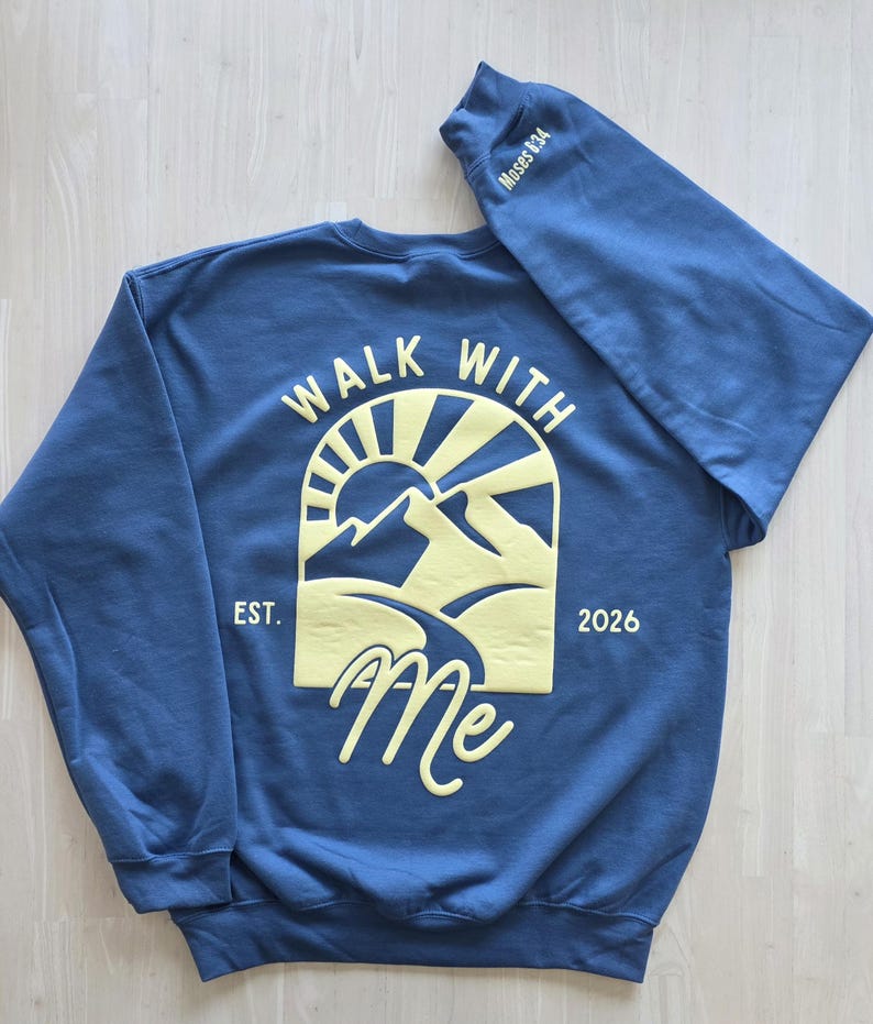 Walk With Me Puff Print Hoodie & Crewneck 2026, Christian, LDS Sweatshirt, Mountain Graphic Hoodie, Faith Based Apparel, Unisex Gift Bild 4