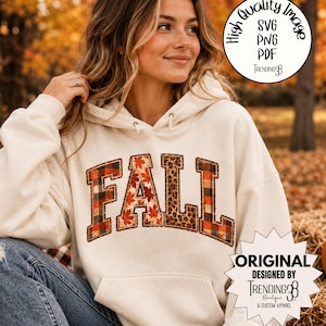 FALL, png, svg, pdf, Fall Digital Download, Autumn Patchwork Design, Plaid Leopard Fall Graphic, Fall Shirt Sweatshirt Design