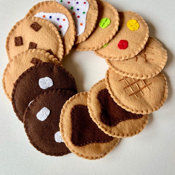 Felt Cookie, Felt Chocolate Chip Cookie, Felt Peanut Butter Cookie, Felt Chocolate Marshmallow Cookie, Felt M&M Cookie, Felt Sugar Cookie