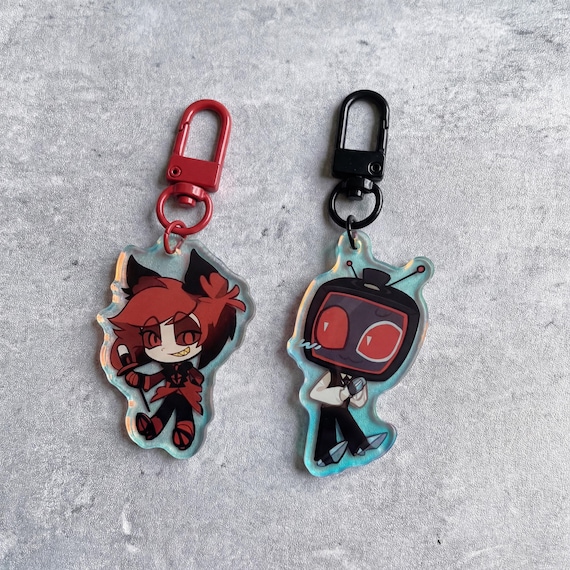 Radio Demon Alastor Vox Acrylic Keychain, Alastor Vox Keychain Charm