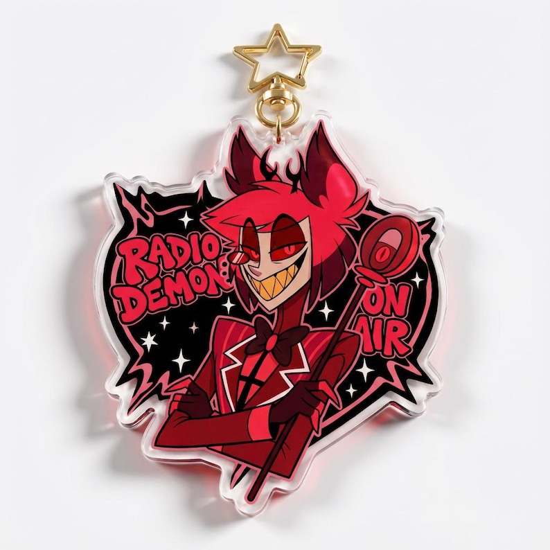 Radio Demon on Air Charm, Alastor Vox Keychain Charm, Fan art Alastor
