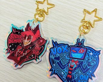Pingente "Radio Demon on Air", chaveiro do Alastor Vox, arte de fã