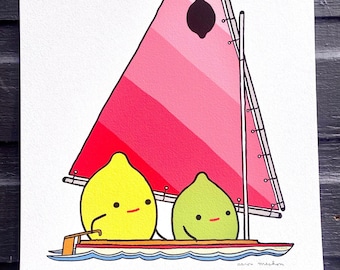 LEMON AND LIME Sailboat Archival + Hand Signed Print