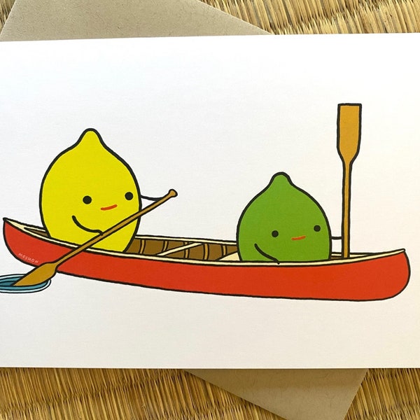 LEMON AND LIME Canoe Trip Blank Greeting Card by Aaron Meshon