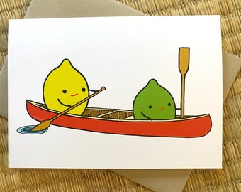 LEMON AND LIME Canoe Trip Blank Greeting Card by Aaron Meshon