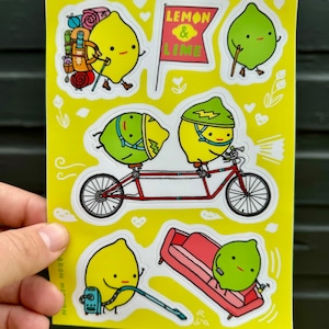 LEMON & LIME Sticker Sheet 5 x 7 inches ( 6 stickers! )