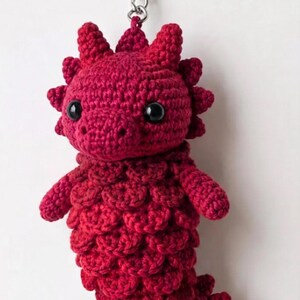 Rainbow Dragon Scale Charm, Iridescent Fantasy Keychain, Crochet Dragon Bag Accessory, Kawaii Gamer Backpack Clip Gift, Cute Amigurumi Charm