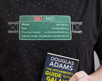 Cosmic Road Sign T-Shirt, Astronomy Distances, Space Universe Tee