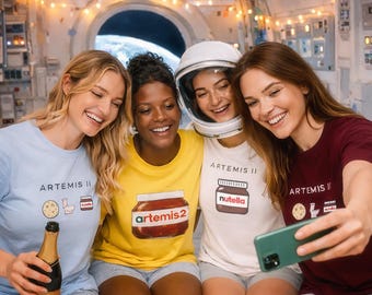 Artemis 2 Nutella Parody T-Shirt, Distressed Space Retro Tee