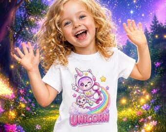 Cute Unicorn Shirt for Kids, Rainbow Unicorn Tee, Toddler Girl Shirt, Kawaii Unicorn T-Shirt, Magical Kids Gift