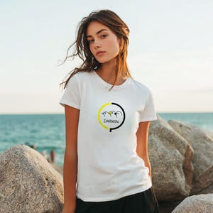 Darwin Evolution Finch T-Shirt | Minimalist Science Art | Smart Cosmic Design for Curious Minds