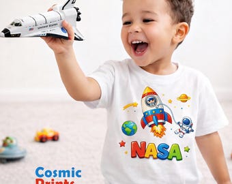 NASA Kids T-Shirt, Colorful Rocket Astronaut Space Tee