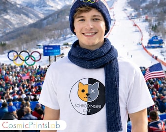 Schrodinger Cat T-Shirt, Quantum Physics Science Nerd Tee, Minimalist Cat Design