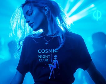Cosmic Nightclub T-Shirt • Neon Alien Graphic Tee