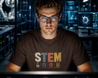 Vintage STEM T-Shirt, Science Technology Engineering Math, Distressed Nerd Tee