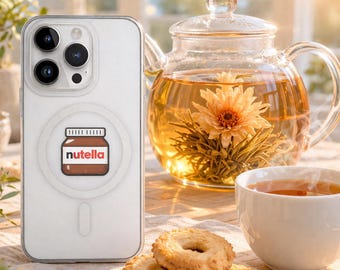 Clear MagSafe iPhone Case, Nutella Inspired Chocolate Design, Minimalist Foodie Accessory