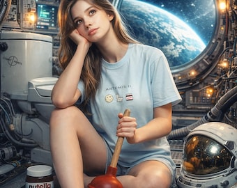 Artemis II Moon Nutella Toilet Humor T-Shirt, Science Geek Tee