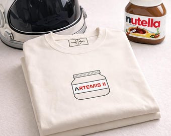 Artemis II T-Shirt, Minimal Space Nutella Style Tee, NASA Inspired Clean Shirt