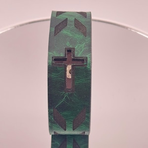 Handmade Leather Cross Bracelet Christian Scripture Wristband Faith Gift Engraved Bible Verse Snap Cuff