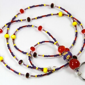 COLORFUL FLOWERS - Beaded Badge holder, Beaded lanyard, Flowery Lanyard