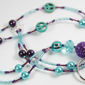 TEAL PURPLY Beaded Badge Holder Beaded Lanyard