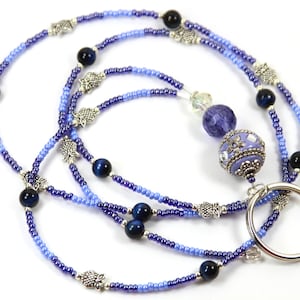 LAVENDER BEAUTY - Beaded badge Holder, Beaded Lanyard, Purple Lanyard