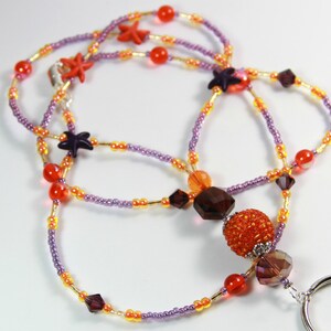 PURPELY ORANGE Beaded badge holder Beaded Lanyard