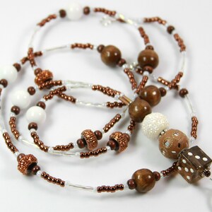 BROWN DICE - Beaded Badge Holder Beaded Lanyard