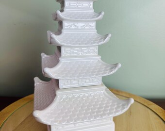 Vintage White Ceramic Pagoda Candleholder Set | Tastesetter by Sigma | Made in Japan