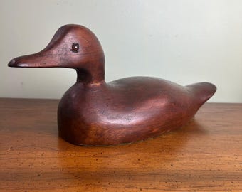Vintage Hand-Carved Wood Duck Decoy | Folk Art Hunting Decoy | Cabin Decor