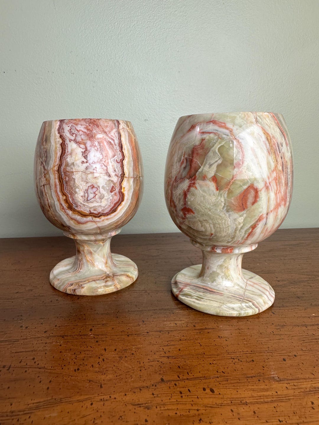 Vintage Onyx Stone Goblets – Pair of Carved Marble Chalices - Etsy